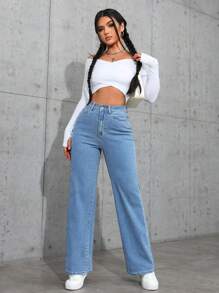 Jeanoix Women Casual Straight Leg Jeans Y2k