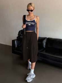 DAZY Solid Color Loose Baggy Cargo Style Women Shorts