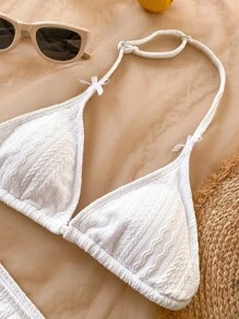 Teen Girl Textured Halter Neck Bikini Set