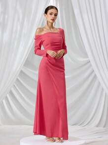 Coutiva Women's Formal Evening Dress,Heavy-Embroidered Design Party Gown For Wedding Guest,Birthday Outfit,Summer Casual Formal Dress - Hot Pink - View 6