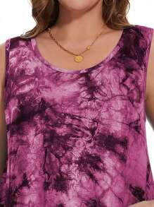 SHEIN LUNE Áo kiểu dáng rộng rãi, thoải mái, nhuộm màu hồng tím, cỡ lớn dành cho nữ. - Nhiều màu - Xem 3