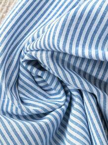 GlowEve Women's Casual Blue Striped Bamboo Knot Tie Design Wide Leg Suit Pants, Spring/Summer