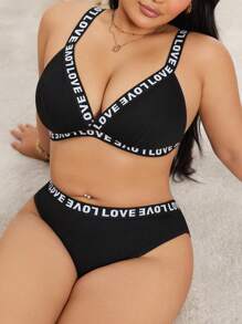 SHEIN 2pcs Plus Size Wireless Bra Set, Fashion Summer Wear
