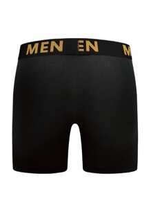 SHEIN 7 条装男士字母提花针织平角内裤，休闲款 - 黑色 - 查看 2