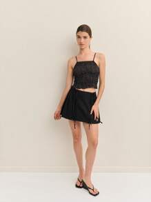 Nöista 7月4日可爱夏日上衣，波点印花露脐度假欧式夏日上衣 - 黑與白 - 查看 5