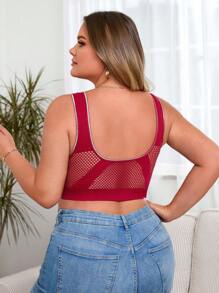 SHEIN 1 pieza Lencería sin costuras de talla grande, de moda para el verano - Rojo - Ver 2