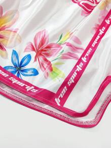 ROMWE MEN Prep Men's Shorts With Vibrant Floral Patterns - White - View 6