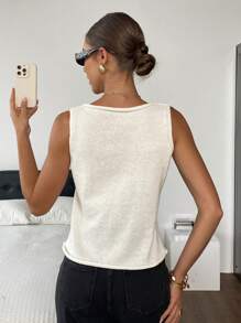 SHEIN Frenchy Women Floral Print Round Neck Casual Knit Vest,Tops For School