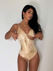 EgrlEra Metallisch-sexy Badeanzug für Frauen, perfekt für den Sommerstrand