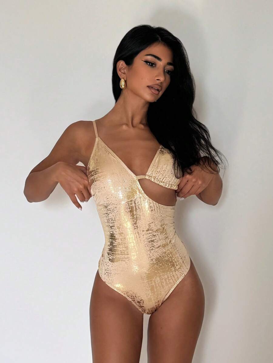 EgrlEra Metallisch-sexy Badeanzug für Frauen, perfekt für den Sommerstrand