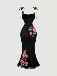 SHEIN MOD Vestido sirena blanco con estampado floral romántico para mujer, atuendo de campo, ropa de playa de vacaciones, vestido bohemio para mujer, ropa de mujer para vacaciones tropicales, Mardi Gras, vestido de primavera, vestidos de verano, atuendos para citas de mujer, vestido de graduación, vestidos románticos