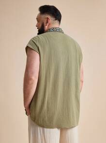 EASEVO Herren Große Größen Drop-Shoulder Weste mit loser Passform, doppelter Lage Gaze, geeignet für den Sommer