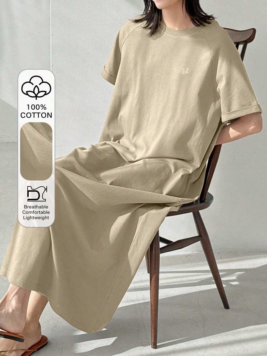 FRIFUL Women's Brown Long Dress With Embroidery Pattern, Summer - Khaki - View 1