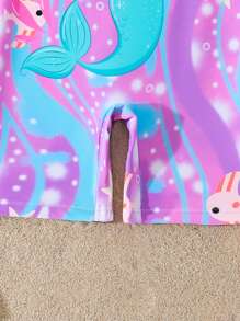 Young Girls' Cute Unicorn Print Racerback One-Piece Swimsuit, Suitable For Swimming, Beach, Surfing, Water Park