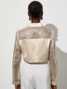 Aveloria Modichic New Versatile Elegant Commuter Minimalist Sophisticated High-End Design Glossy Organza Satin Blend Lightweight Short Jacket For Women