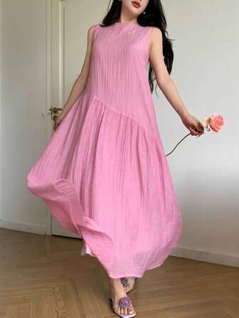 Feyla Asymmetrical Loose Fit Comfortable Holiday Versatile Sleeveless Summer Dress