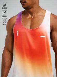 Manfinity Sport Polished Men's Ombre Crew Neck Casual Sports Tank Top, Summer Workout Clothes Running Tees & Tanks