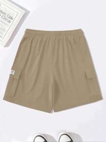 Manfinity LEGND Quần short Cargo màu trơn thường ngày cho nam, mùa hè - màu nâu - Xem 2