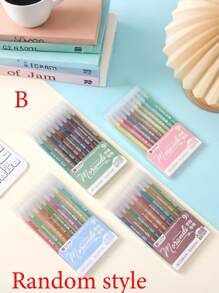 SHEIN Penne di grande capacità e colore neutro, distribuite casualmente, per il ritorno a scuola. Set di penne per taccuino di grande capacità, penne gel colorate, penne per disegno, per prendere appunti e per disegnare linee