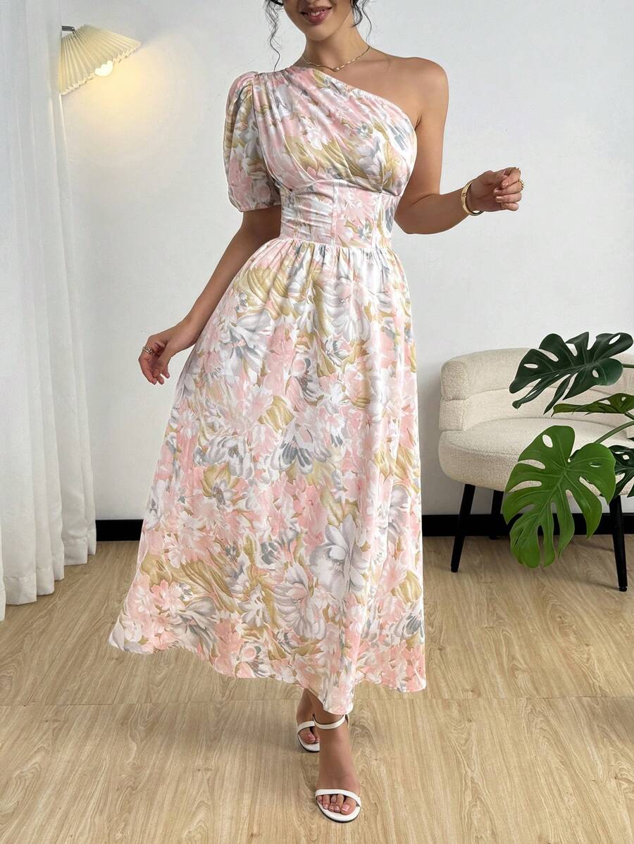 Modelyn 女士时尚不对称领口夏季连衣裙