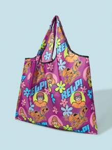 SCOOBY-DOO X SHEIN Bolsa de playa y bolso de mano de gran capacidad con gráficos de dibujos animados y figuras de moda