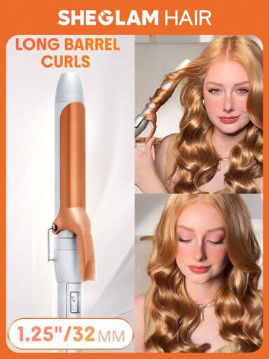 SHEGLAM HAIR Ferro de ondulação It-Curl, modelador de cabelo, modelador de cabelo, varinha de ondulação de cabelo de 32 mm, display LED e 5 configurações de temperatura, pré-aquecimento rápido e sem espera, cuidados com o cabelo sem danificar o cabelo, design de cabelo anti-preso, desligamento automático adequado para todos os tipos de cabelo - plugue UE Graduação Aniversário Feriado Summer Cair Autumn Y2K Chique Moda Mulheres Inventar Cosmético Festa Praia Viagem Camping Ao ar livre Escola Campus Festivais Decoração Presente Presente Rosa Garota Melhor Cor Charme Vibração rosa Natal Ano Novo Dia de Ação de Graças Dia dos Namorados