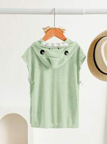 SHEIN Baby Boy Shark Hooded Bathrobe - Green - View 1