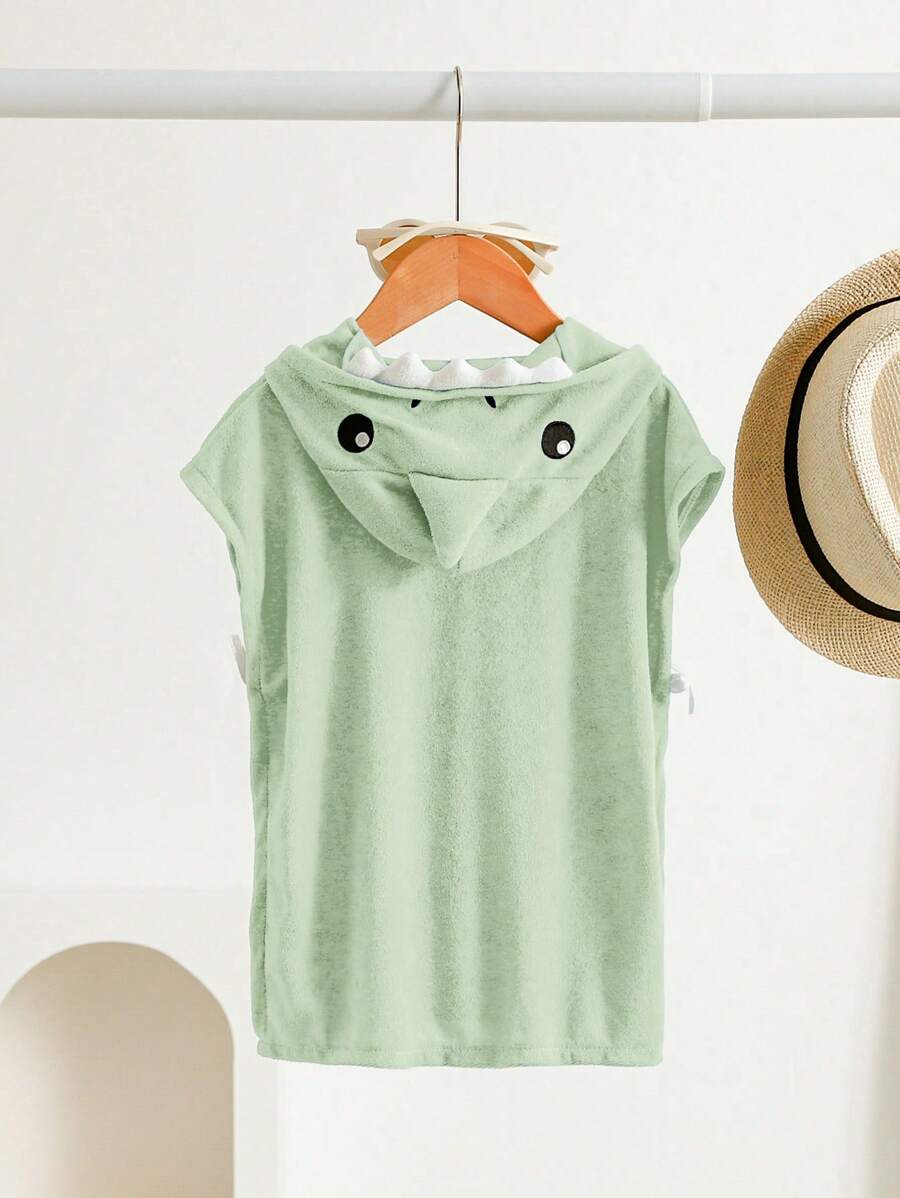 SHEIN Baby Boy Shark Hooded Bathrobe - Green - View 1