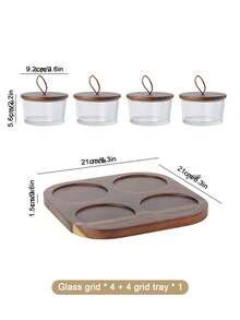 2PCs/Set Or 4PCs/Set Or 6PCs/Set Nut Bowl Set, Fruit Platter, Mini Snack Plate With Wooden Tray, Transparent Nut Jar With Lid, Fruit Bowl With Lid, Creative Snack Box, Decorative Fruit Container, Room Decoration, Kitchen Accessory
