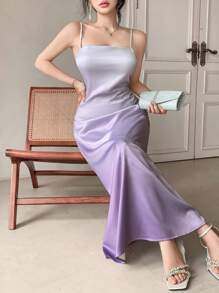 DAZY Abito elegante minimal donna con effetto sfumato, senza maniche, adatto per uso casual quotidiano