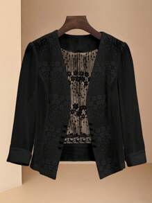 SHEIN Clasi 25 piezas Nuevo chaqueta fina de mujer de verano con parches de encaje