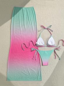 Soleia New Ombre 3 PiecesKnitted Swimsuit Set - Multicolor - View 2