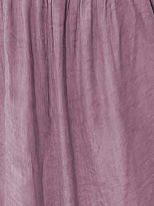 SHEIN Tall 女式休闲圆领系带腰蕾丝拼布纹理简约纯色短袖衬衫，春夏 - 紫色 - 查看 3