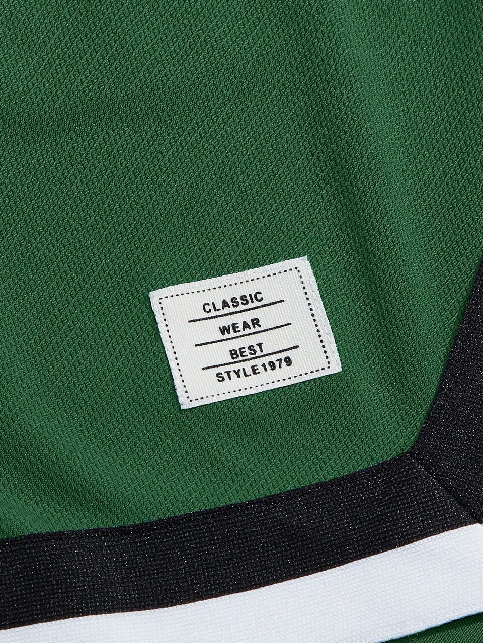 Loose Men Letter Patched Detail Striped Trim Drawstring Waist Shorts, School, Streetwear Style