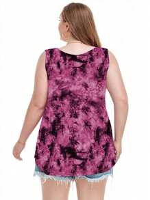 SHEIN LUNE Áo kiểu dáng rộng rãi, thoải mái, nhuộm màu hồng tím, cỡ lớn dành cho nữ. - Nhiều màu - Xem 2