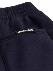 NEON BLANC Pantalón de chándal holgado de punto azul marino para hombre, escuela
