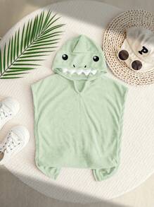 SHEIN Baby Boy Shark Hooded Bathrobe - Green - View 3