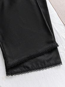 Conjunto de top de tirantes acampanado con parches y moño y pantalones de pierna ancha para niñas pequeñas, conjunto informal y lindo de estilo coreano para el verano