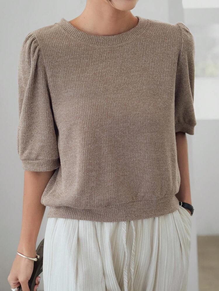 Women's Elegant Puff Sleeve Short Sleeve Blouse For Commuting, Summer Business Casual Woman