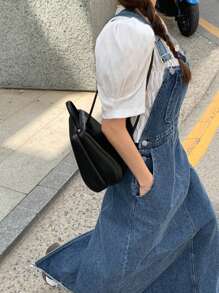 DAZY Vestito lungo, taglia oversize, in colore blu lavato, casual, adatto a tutte le stagioni