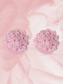 SHEIN 1 对花卉造型实用可重复使用硅胶奶瓶盖，简约设计 - 粉色 - 查看 2