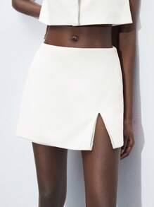 Maija 圆领宽松无袖上衣搭配中腰西装裤套装，现代都市风女装两件套，时尚简约，适合秋冬季穿着。 - 白色 - 查看 7