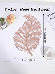 SHEIN Taplak Meja Anti Selip Berbentuk Daun dari PVC dengan Lubang Berukir dan Cetakan Emas - Taplak Meja Plastik Dekoratif untuk Meja Makan dan Meja Kopi - MultiWarna - View 9