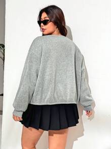 SHEIN EZwear Plus Size Casual Plain Hooded Jacket Graduation,Back To School Outfits,Graduation,Teacher Outfits For Women,Back To School