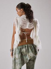 MUSERA Crochet Frill Trim Waistcoat Top Spring, Summer, Holiday, Vacation, Ibiza, Festival, Rave, Cool Girl, Shipwrecked