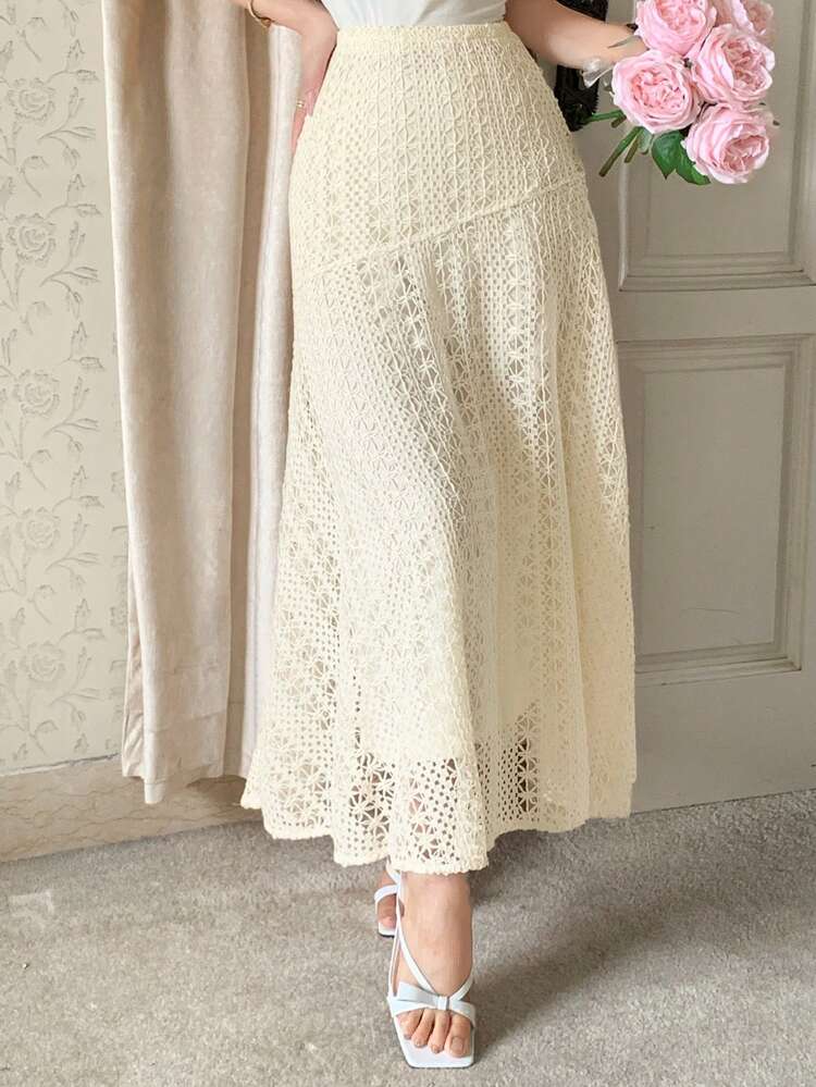 Women's Summer Hollow Textured A-Line Skirt
