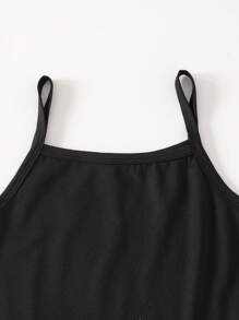 SHEIN Explorewe 3 件套青少年女孩夏季休闲宽松凉爽短款上衣、黑色修身吊带背心和阔腿裤，适合日常、度假、郊游、聚会、节日装 - 黑色 - 查看 6