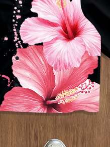 Manfinity Joysei 男士全印花短款衬衫，夏季时尚 - 黑色 - 查看 4