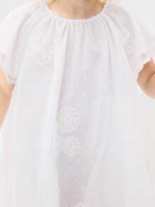 SHEIN Young Girl Casual Round Neck Ruffle A-Line Midi Dress - Apricot - View 4