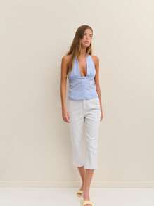 Nöista Halter Backless Top Gingham Vacation Outfits Women Summer Style - Blue - View 7